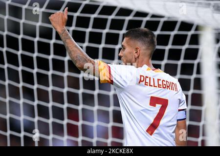 Lorenzo Pellegrini di AS Roma gesta durante la Serie Una partita tra US Salernitana 1919 e AS Roma allo Stadio Arechi di Salerno, Italia, il 29 agosto 2021. (Foto di Giuseppe Maffia/NurPhoto) Foto Stock