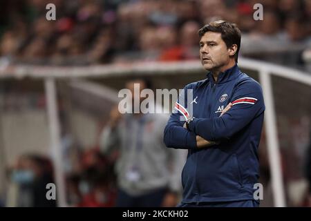 Mauricio Pochettino allenatore capo di PSGdurante la partita Ligue 1 Uber mangia tra Reims e Parigi Saint Germain allo Stade Auguste Delaune il 29 agosto 2021 a Reims, Francia. (Foto di Jose Breton/Pics Action/NurPhoto) Foto Stock