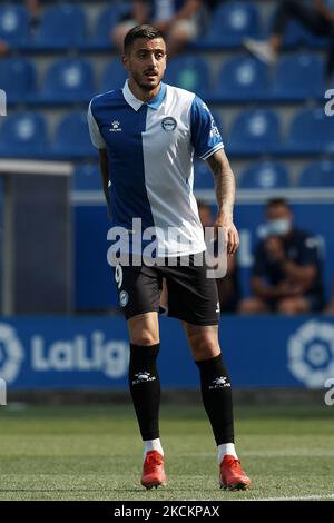 Joselu di Alaves durante la partita la Liga Santander tra il Deportivo Alaves e RCD Mallorca a Estadio de Mendizorroza il 21 agosto 2021 a Vitoria-Gasteiz, Spagna. (Foto di Jose Breton/Pics Action/NurPhoto) Foto Stock