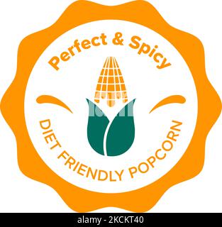 Etichetta perfetta per i chicchi di popcorn che seguono una dieta piccante Illustrazione Vettoriale
