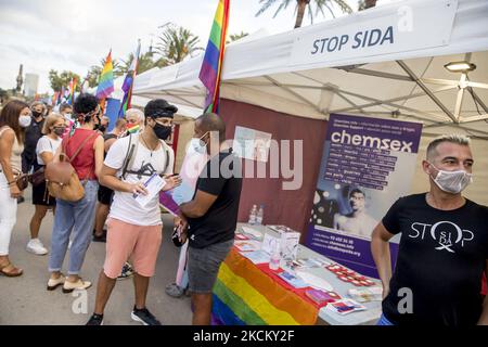 La comunità LGTBI celebra la giornata di Pride BCN 2021 a Barcellona, dopo essere stata rinviata a causa della pandemia di Coronavirus / Covid-19, a Barcellona, in Spagna, il 5 settembre 2021. (Foto di Albert Llop/NurPhoto) Foto Stock