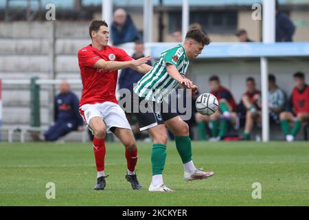Cameron Painter of Blyth Spartans in azione durante la partita Vanarama National League North tra Blyth Spartans AFC e Brackley Town a Croft Park, Blyth Sabato 4th Settembre 2021. (Foto di will Matthews/MI News/NurPhoto) Foto Stock