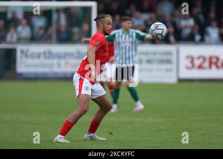 Tre Mitford di Brackley Town in azione durante il Vanarama National League North Match tra Blyth Spartans AFC e Brackley Town a Croft Park, Blyth sabato 4th settembre 2021. (Foto di will Matthews/MI News/NurPhoto) Foto Stock