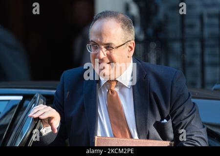 LONDRA, REGNO UNITO - 07 SETTEMBRE 2021: Il procuratore generale Michael Ellis arriva a Downing Street nel centro di Londra per partecipare alla prima riunione del Gabinetto di persona di quest'anno dopo il ritorno del Parlamento dopo la pausa estiva del 07 settembre 2021 a Londra, Inghilterra. (Foto di Wiktor Szymanowicz/NurPhoto) Foto Stock