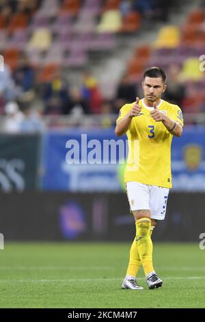 Alin Tosca in azione durante la partita di qualificazione della Coppa del mondo FIFA tra Romania e Liechtenstein, disputata a Bucarest, il 05 settembre 2021. (Foto di Alex Nicodim/NurPhoto) Foto Stock