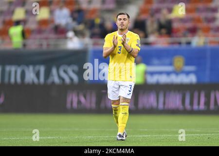 Alin Tosca in azione durante la partita di qualificazione della Coppa del mondo FIFA tra Romania e Liechtenstein, disputata a Bucarest, il 05 settembre 2021. (Foto di Alex Nicodim/NurPhoto) Foto Stock