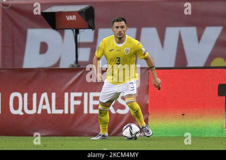 Alin Tosca in azione durante la partita di qualificazione della Coppa del mondo FIFA tra Romania e Liechtenstein, disputata a Bucarest, il 05 settembre 2021. (Foto di Alex Nicodim/NurPhoto) Foto Stock