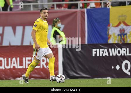 Alin Tosca in azione durante la partita di qualificazione della Coppa del mondo FIFA tra Romania e Liechtenstein, disputata a Bucarest, il 05 settembre 2021. (Foto di Alex Nicodim/NurPhoto) Foto Stock