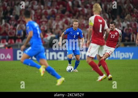 DaN Leon Glazer di Israele durante la Danimarca contro Israele, qualificatore di Coppa del mondo allo stadio Parken, Copenaghen, Danimarca il 8 settembre 2021. (Foto di Ulrik Pedersen/NurPhoto) Foto Stock