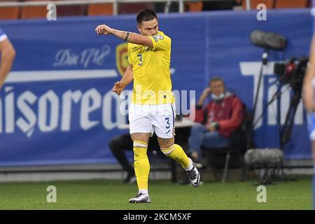 Alin Tosca in azione durante la partita di qualificazione della Coppa del mondo FIFA tra Romania e Liechtenstein, disputata a Bucarest, il 05 settembre 2021. (Foto di Alex Nicodim/NurPhoto) Foto Stock