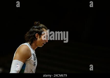 Bruno Mascolo di Derthona Basket durante l'incontro Supercoppa Italiana tra Derthona Basket e Aquila Basket Trento a PalaFerraris di Casale Monferrato il 8 2021 settembre in Italia. (Foto di Alberto Gandolfo/NurPhoto) Foto Stock