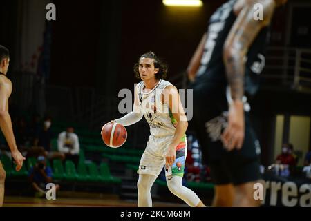 Bruno Mascolo di Derthona Basket durante l'incontro Supercoppa Italiana tra Derthona Basket e Aquila Basket Trento a PalaFerraris di Casale Monferrato il 8 2021 settembre in Italia. (Foto di Alberto Gandolfo/NurPhoto) Foto Stock