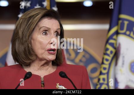 Nancy Pelosi(D-CA), portavoce della Camera DEGLI STATI UNITI, parla di gennaio 6 e della crisi afghana durante la sua conferenza stampa settimanale, oggi il 08 settembre 2021 a HVC/Capitol Hill a Washington DC, USA. (Foto di Lenin Nolly/NurPhoto) Foto Stock