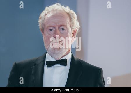 Il regista Ridley Scott partecipa al tappeto rosso del film "The Last Duel" durante il 78th° Festival Internazionale del Cinema di Venezia, il 10 settembre 2021 a Venezia (Foto di Luca Carlino/NurPhoto) Foto Stock