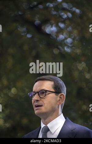 Mateusz Morawiecki visto durante la sua visita a Varsavia il 11 settembre 2021. (Foto di Maciej Luczniewski/NurPhoto) Foto Stock