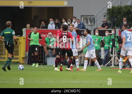 Serie Una partita di calcio tra Milano e Lazio allo Stadio Giuseppe Meazza di Milano il 12 settembre 2021. (Foto di Mairo Cinquetti/NurPhoto) Foto Stock