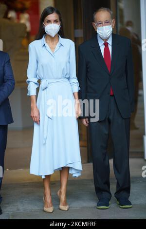 Regina Letizia di Spagna arriva per l'apertura della mostra 'quarant'anni di amicizia. Al Museo del Prado, il 13 settembre 2021 a Madrid, Spagna. (Foto di Oscar Gonzalez/NurPhoto) Foto Stock