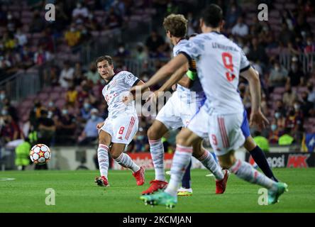 Leon Goretzka durante la partita tra il FC Barcelona e il FC Bayern Monaco, corrispondente alla settimana 1 del gruppo A della UEFA Champions League, disputata allo stadio Camp Nou, il 14th settembre 2021, a Barcellona, Spagna. -- (Foto di Urbanandsport/NurPhoto) Foto Stock