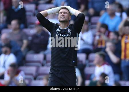 Richard o'Donnell di Bradford City reagisce durante la partita della Sky Bet League 2 tra Bradford City e Barrow al Coral Windows Stadium di Bradford sabato 18th settembre 2021. (Foto di will Matthews/MI News/NurPhoto) Foto Stock