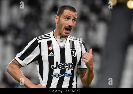 Leonardo Bonucci della Juventus FC reagisce durante la Serie A 2021/22 match tra Juventus FC e AC Milan allo Stadio Allianz il 19 settembre 2021 a Torino (Foto di Reporter Torino/LiveMedia/NurPhoto) Foto Stock