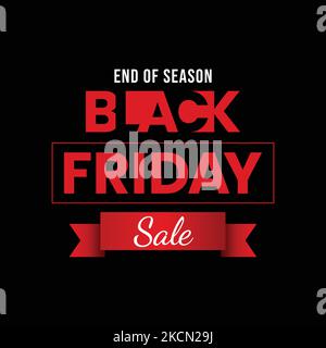 Black Friday sale Day Abstract grafico risorsa illustrazione vettore. Concetto di spazio negativo. Sfondo nero, rosso, bianco per banner Creative. Quadrato Illustrazione Vettoriale