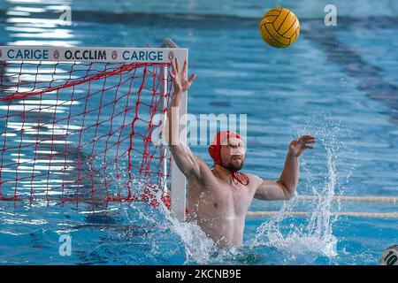 JUNG Dawid (AZS) durante la LEN Cup - Champions League waterpolo AZS UW Waterpolo Varsavia (POL) vs CN Terrassa (ESP) il 24 settembre 2021 presso le piscine Zanelli di Savona (Foto di Danilo Vigo/LiveMedia/NurPhoto) Foto Stock