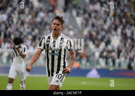 Paulo Dybala della Juventus FC celebra durante la Serie Un incontro tra Juventus FC e Sampdoria allo Stadio Allianz di Torino, il 26 settembre 2021 (Foto di Alberto Gandolfo/NurPhoto) Foto Stock
