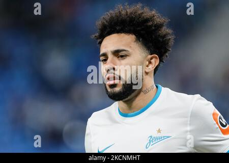 Claudinho di Zenit durante la partita di UEFA Champions League Group H tra Zenit San Pietroburgo e Malmo FF il 29 settembre 2021 alla Gazprom Arena di San Pietroburgo, Russia. (Foto di Mike Kireev/NurPhoto) Foto Stock