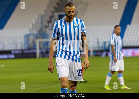 FRANCESCO VICARI (SPAL) durante il Campionato Italiano di Calcio BKT SPAL vs Parma Calcio il 02 ottobre 2021 allo stadio Paolo Mazza di Ferrara (Foto di Alessandro Castaldi/LiveMedia/NurPhoto) Foto Stock