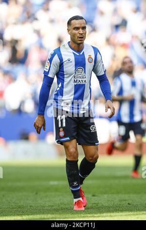 11 Raul de Tomas di RCD Espanyol durante la partita la Liga Santader tra RCD Espanyol e Real Madrid allo stadio RCD il 03 ottobre 2021 a Barcellona. (Foto di Xavier Bonilla/NurPhoto) Foto Stock