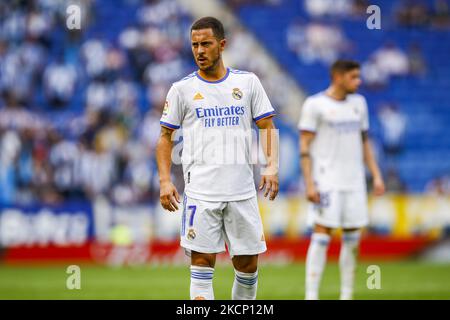 07 Eden Hazard of Real Madrid durante la partita la Liga Santader tra RCD Espanyol e Real Madrid allo stadio RCD il 03 ottobre 2021 a Barcellona. (Foto di Xavier Bonilla/NurPhoto) Foto Stock