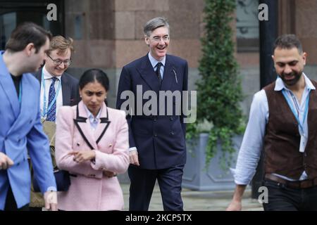 Jacob Rees-Mogg, deputato leader della Camera dei Comuni, nel terzo giorno della Conferenza del Partito conservatore a Manchester Central, Manchester, martedì 5th ottobre 2021. (Foto di MI News/NurPhoto) Foto Stock