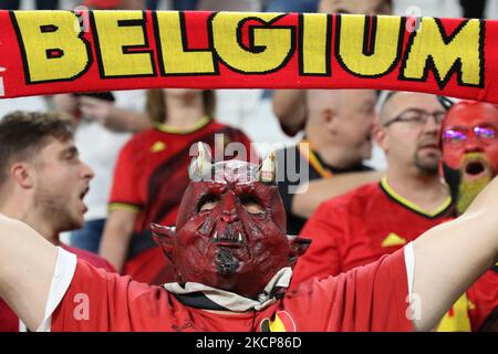 Tifosi del Belgio durante la partita di calcio della UEFA Nations League Semifinali - Belgio vs Francia il 07 ottobre 2021 allo stadio Allianz di Torino (Photo by Claudio Benedetto/LiveMedia/NurPhoto) Foto Stock