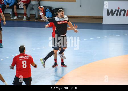 Highlights of the Greek Professional Handball Premier A1 AC PAOK v Bianco Monte Drama 37-19 at Mikra Sports Court in Thessaloniki, Greece on October 2, 2021 (Photo by Nicolas Economou/NurPhoto) Foto Stock