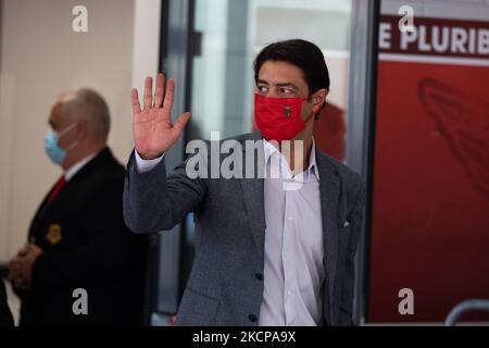 Rui Costa, candidato al Presidente dello Sport Lisboa e Benfica dopo il voto alle elezioni, il 9 ottobre 2021, allo Stadio Luz di Lisbona, in Portogallo. Oggi si svolgono le elezioni per il nuovo Presidente dello Sport Lisboa e Benfica. L'ex giocatore Rui Costa è il principale candidato e compete contro Francisco Benitez. (Foto di Nuno Cruz/NurPhoto) Foto Stock