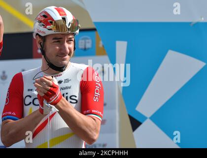 Elia Viviani d'Italia e Confidis Team al via la nuova edizione del giro del Veneto, la classica gara ciclistica italiana 168,8km da Cittadella a Padova, che si svolge in Veneto. Mercoledì 13 ottobre 2021 a Padova, Veneto, Italia. (Foto di Artur Widak/NurPhoto) Foto Stock