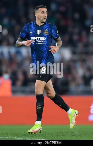 Matias Vecchio del FC Internazionale durante la Serie A match tra SS Lazio e FC Internazionale allo Stadio Olimpico di Roma, il 16 ottobre 2021. (Foto di Giuseppe Maffia/NurPhoto) Foto Stock