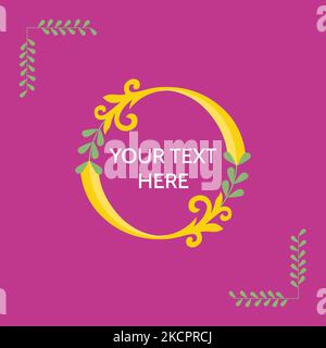 Cornice ornamentale con foglie e fondo viola. Illustrazione Vettoriale