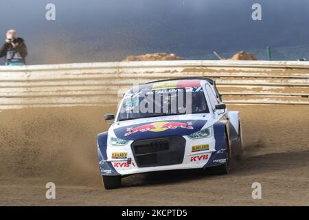 Enzo IDE (bel) in Audi S1 della KYB EKS JC in azione durante il Mondiale RX del Portogallo 2021, al circuito Internazionale di Montalegre, il 17 ottobre 2021 a Montalegre, Portogallo. (Foto di Paulo Oliveira / NurPhoto) Foto Stock