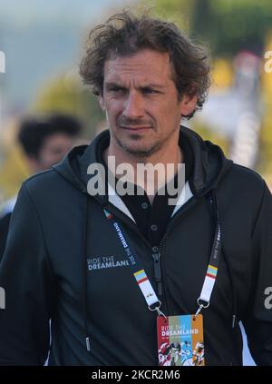 Filippo 'Pippo' Pozzato, ex ciclista e organizzatore italiano di corse su strada, visto al traguardo del Veneto Classic, la gara ciclistica pro 207km da Venezia a Bassano del Grappa, svoltasi in Veneto. Domenica 17 ottobre 2021 a Bassano del Grappa, Veneto. (Foto di Artur Widak/NurPhoto) Foto Stock