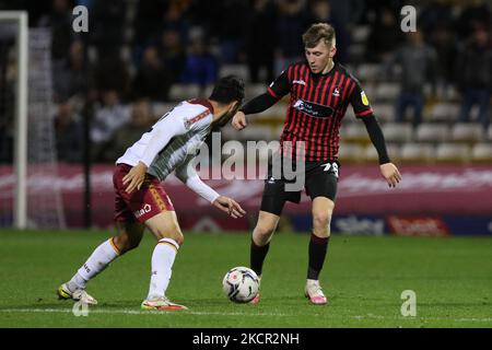 Matty Daly di Hartlepool si è Unito in azione durante la partita della Sky Bet League 2 tra Bradford City e Hartlepool United al Coral Windows Stadium di Bradford martedì 19th ottobre 2021. (Foto di will Matthews/MI News/NurPhoto) Foto Stock