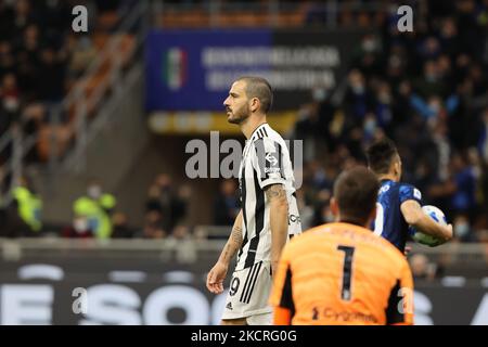 Leonardo Bonucci della Juventus FC reagisce durante la Serie A 2021/22 tra FC Internazionale e Juventus FC allo Stadio Giuseppe Meazza, Milano, Italia il 24 ottobre 2021 (Foto di Fabrizio Carabelli/LiveMedia/NurPhoto) Foto Stock