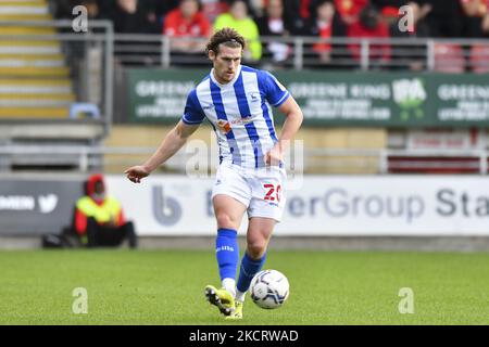 Reagan Ogle of Hartlepool si è Unito in azione durante la partita della Sky Bet League 2 tra Leyton Orient e Hartlepool United al Matchroom Stadium, Londra, sabato 30th ottobre 2021. (Foto di Ivan Yordanov/MI News/NurPhoto) Foto Stock