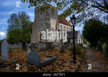 La chiesa di Sant'Andrea, San Cuthman, Steyning, West Sussex, Regno Unito Foto Stock