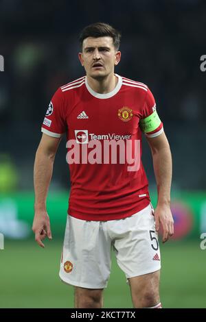 Harry Maguire (Manchester United) durante la partita di calcio UEFA Champions League Atalanta BC vs Manchester United il 02 novembre 2021 allo stadio Gewiss di Bergamo (Foto di Francesco Scaccianoce/LiveMedia/NurPhoto) Foto Stock