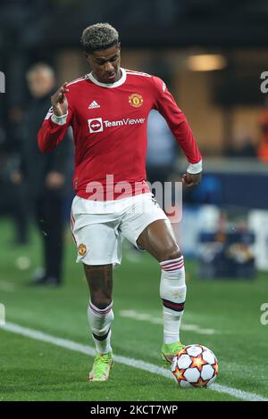 Marcus Rashford (Manchester United) durante la partita di calcio UEFA Champions League Atalanta BC vs Manchester United il 02 novembre 2021 allo stadio Gewiss di Bergamo (Foto di Francesco Scaccianoce/LiveMedia/NurPhoto) Foto Stock