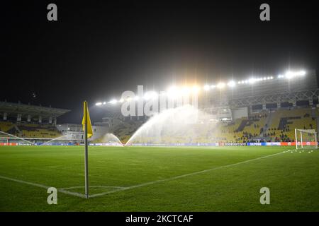 Guarda all'interno dello stadio Sheriff in azione durante la partita di calcio del gruppo D della UEFA Champions League tra Sheriff e Inter Milan allo Stadio Sheriff di Tiraspol il 3 novembre 2021. (Foto di Alex Nicodim/NurPhoto) Foto Stock