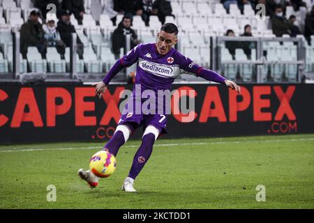 Centrocampista Fiorentina Jose Callejon (7) in azione durante la Serie A partita di calcio n.12 JUVENTUS - FIORENTINA il 06 novembre 2021 allo Stadio Allianz di Torino, Piemonte, Italia. (Foto di Matteo Bottanelli/NurPhoto) Foto Stock