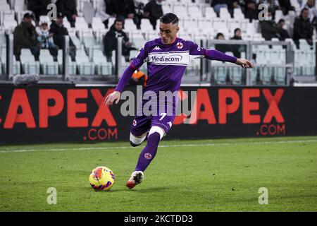 Centrocampista Fiorentina Jose Callejon (7) in azione durante la Serie A partita di calcio n.12 JUVENTUS - FIORENTINA il 06 novembre 2021 allo Stadio Allianz di Torino, Piemonte, Italia. (Foto di Matteo Bottanelli/NurPhoto) Foto Stock