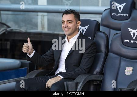 Xavi Hernandez ha presentato come nuovo allenatore del FC Barcelona allo stadio Camp Nou il 8th novembre 2021 a Barcellona. (Foto di Xavier Bonilla/NurPhoto) Foto Stock